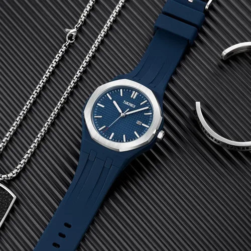 Vista 5 de SKMEI Watches for Men Silicone Easy Read Waterproof Sport Casual Fashion Analog Quartz Luminous Fathers Gifts Black Wrist Watch
