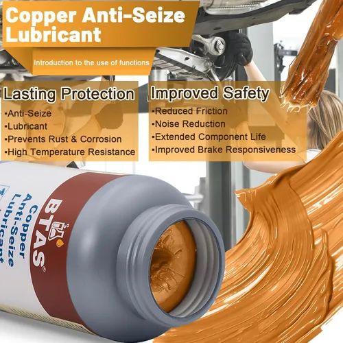 Vista 2 de BTAS Lubricante de grasa antiagarrotamiento de cobre de alta temperatura nunca antiapoderarse compuesto para pernos de bujía 8 oz