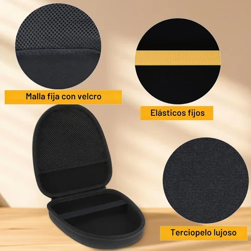 Vista 4 de Lebakort Funda de almacenamiento compatible con auriculares DEWALT resistentes 2 en 1 con banda para el cuello (funda negra)