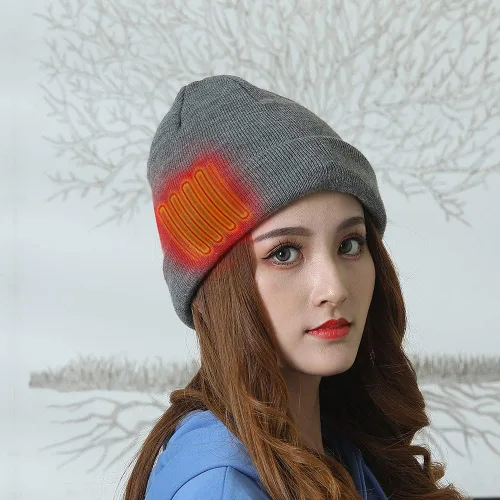 Vista 3 de Gorro calefactable, calentador de cabeza de invierno, gorra recargable eléctrica para hombre y mujer