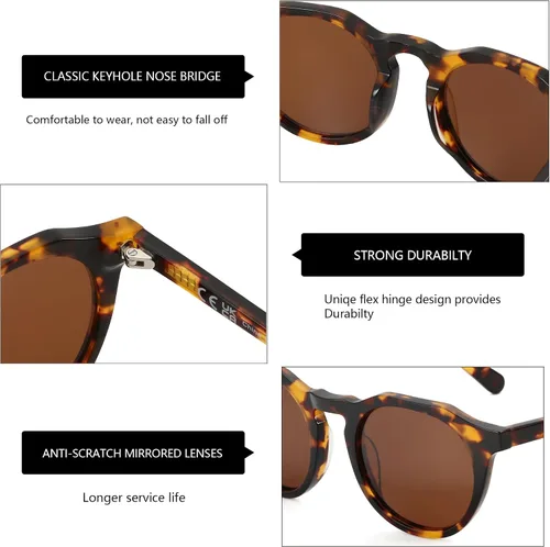 Vista 52 de ZENOTTIC Gafas de sol polarizadas redondas vintage para hombres y mujeres con protección UV400