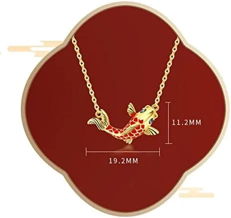 Vista 4 de Collar delicado con colgante de pez dorado de cobre Koi Fish Lucky Collar para mujer