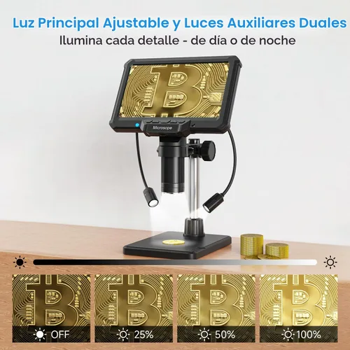 Vista 6 de Leanking Microscopio digital para adultos y niños, microscopios de lupa de monedas de pantalla de 7 pulgadas para monedas de error, PCB, errores