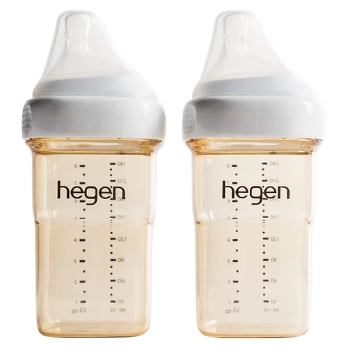 Vista 8 de Hegen Biberones para bebé - Biberones anticólicos de cuello ancho - Sistema de lactancia 11 oz con tetinas de flujo rápido
