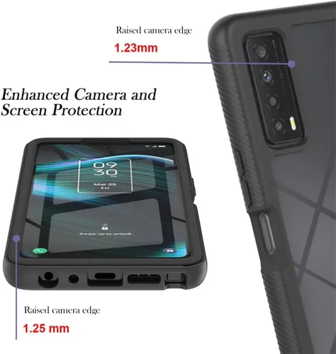 Vista 6 de Funda para Galaxy A24, Galaxy A24 4G, delgada, de cuerpo completo, resistente, elegante, protectora híbrida 3 en 1 con protector de pantalla Negro