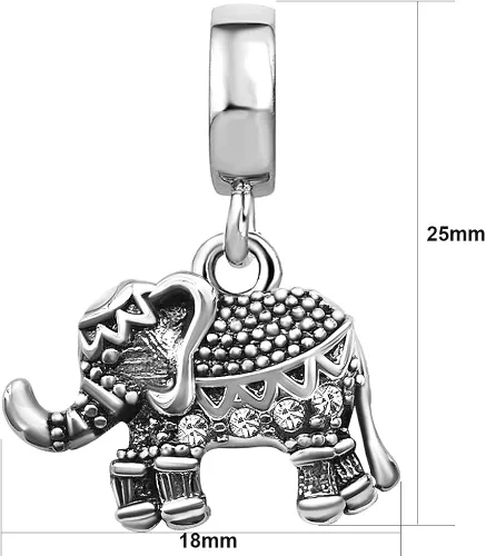 Vista 2 de TGLS Abalorio de elefante con diseño de animales de la suerte de enero a diciembre para pulseras y collares