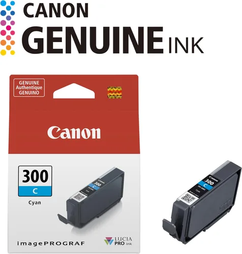 Vista 2 de Canon PFI-300 - Depósito de tinta cian original, compatible con impresoras ImagePROGRAF PRO-300
