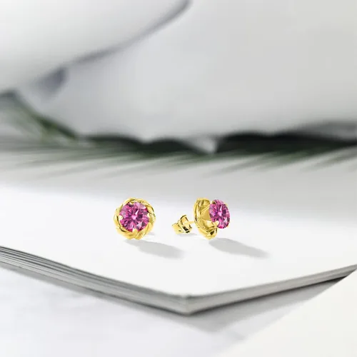 Vista 205 de Gem Stone King Aretes de plata de ley 925 de 0.236 in con piedra natal redonda para mujer
