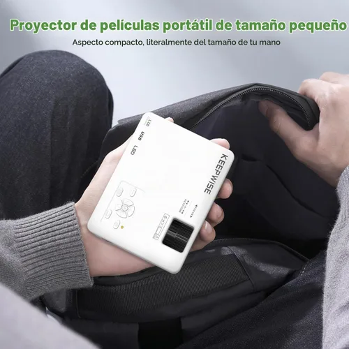 Vista 2 de Mini proyector con WiFi y Bluetooth, proyector de película para exteriores compatible con 1080P, compatible con Android/iOS/Windows/TV Stick/HDMI/USB