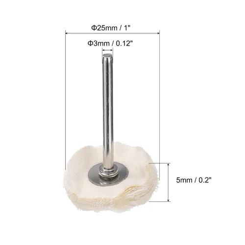 Vista 2 de uxcell Rueda de almohadilla de pulido de 1 pulgada de algodón con mango de 1/8 pulgadas para colector de aluminio, acero inoxidable, cromo blanco