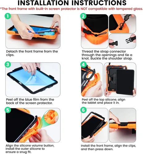Vista 9 de SEYMAC Funda para iPad mini 7ª generación (A17 Pro) 2024/Mini 6ª generación de 8.3 pulgadas, funda protectora de cuerpo completo a prueba de golpes