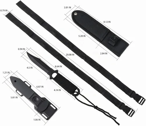 Vista 2 de Cuchillo de buceo con correas para las piernas y funda, extremadamente afilado - Equipo de buceo liviano para pesca con arpón, esnórquel, caza
