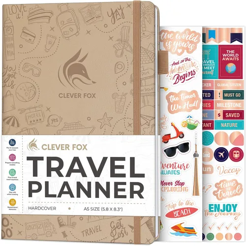 Vista 22 de Clever Fox Bolsillo para diario de viaje, organizador de itinerarios de vacaciones y viajes por carretera, diario de memoria de viaje, cuaderno
