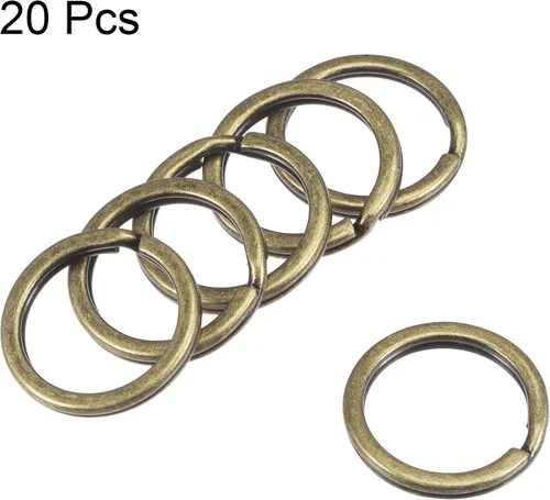 Vista 2 de uxcell Llaveros divididos de 0.787 in, conector de salto plano abierto para bolso de mano con cremallera, hierro galvanizado, paquete de 20