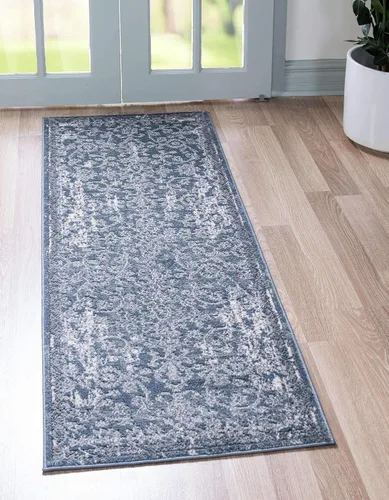 Vista 14 de Unique Loom Portland Collection - Alfombra de área Albany (2 pies 2 pulgadas x 3 pies 1 pulgada, rectangular, azul/gris)