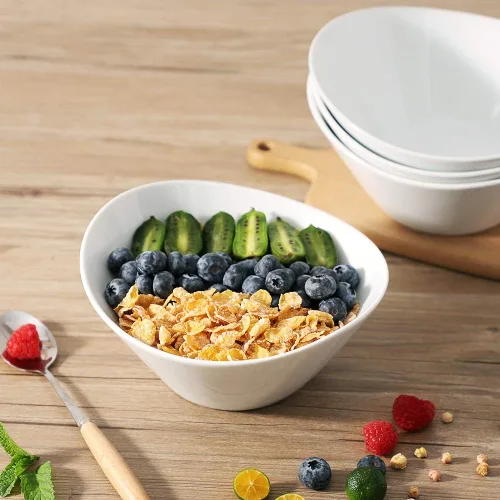 Vista 6 de Buyajuju Juego de 4 cuencos de ensalada de porcelana, 38 onzas, cuencos blancos de 8 pulgadas para cereales, sopa, ramen, aperitivos, arroz, horno