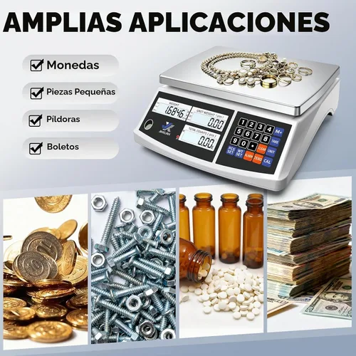 Vista 13 de Balanza de conteo de precio industrial, balanza de banco digital de 22lb/10kg x 0.1g para inventario de piezas pequeñas, balanza de monedas