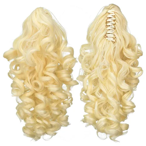 Vista 7 de 12-Pulgadas Extensiones de Cola de Caballo Cortas con Rizos de Tornillo y Pinza de Gancho Extensiones de Cabello Sintético con Cordón Extensiones