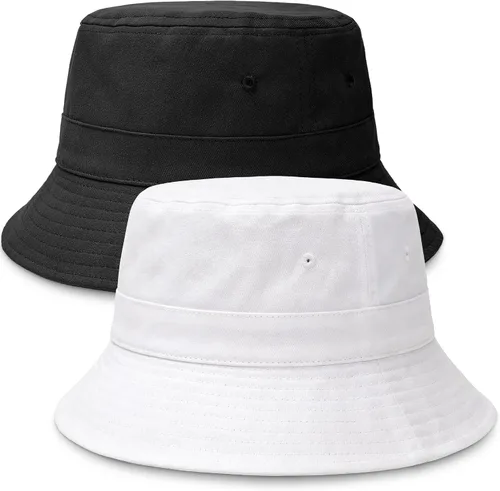 Vista 12 de HONGTEYA Sombreros de sol de pescador para mujer y hombre, sombrero de Blanco