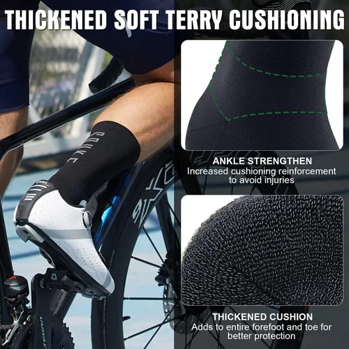 Vista 3 de Souke Sports Calcetines de ciclismo para hombres y mujeres, transpirables y acolchados que absorben la humedad, calcetines de compresión atléticos