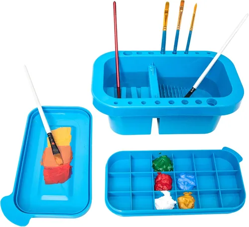 Vista 10 de MyLifeUNIT Limpiador de pinceles, soporte para pinceles y organizadores con paleta para acrílico, acuarela y pinturas a base de agua (gris)