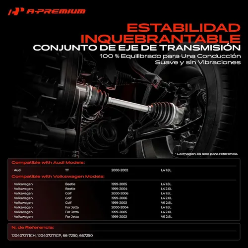 Vista 2 de A-Premium - Conjunto de eje CV del lado del conductor delantero compatible con Volkswagen Jetta 1999-2005, Beetle 1999-2005, Golf 1999-2006 y Audi