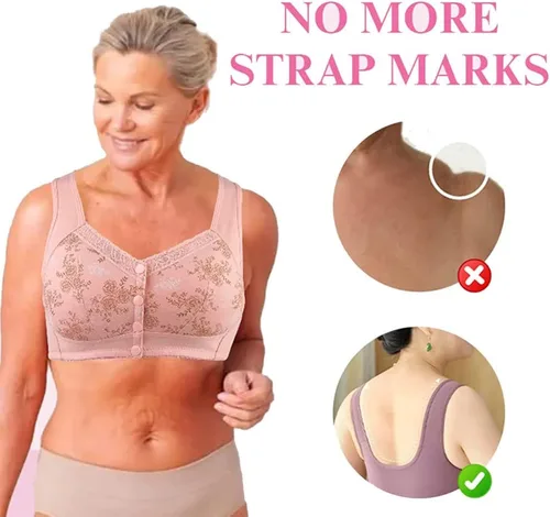 Vista 7 de Wmstylist.Com Brasier de estilista Wm para personas mayores, cierre frontal, glamorette con cierre frontal para mujer poscirugía