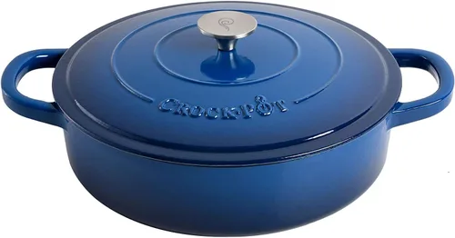 Vista 2 de Crock-Pot Crock Pot Artisan - Estofador de hierro fundido esmaltado con tapa, 5 cuartos de galón, color azul zafiro Sapphire Blue