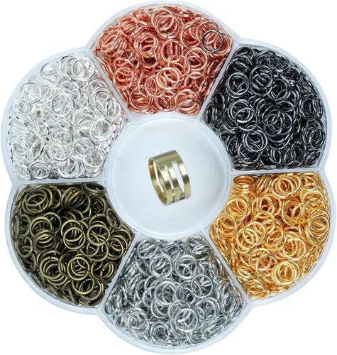 Vista 10 de YAKA 12000 piezas de 0.118 in, caja de 6 colores, anillo de salto abierto, llavero de joyería para accesorios de fabricación de joyas, 1 herramienta