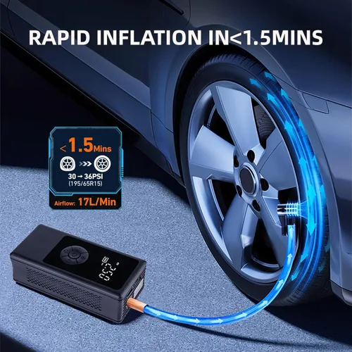 Vista 4 de Inflador de Neumáticos Compresor de Aire Portátil para Coche Pelota y Baloncesto para Pelotas Deportivas, Bomba de Aire Automática para Neumáticos