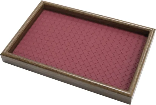 Vista 8 de Bandeja de valet de madera con base de cuero, verde