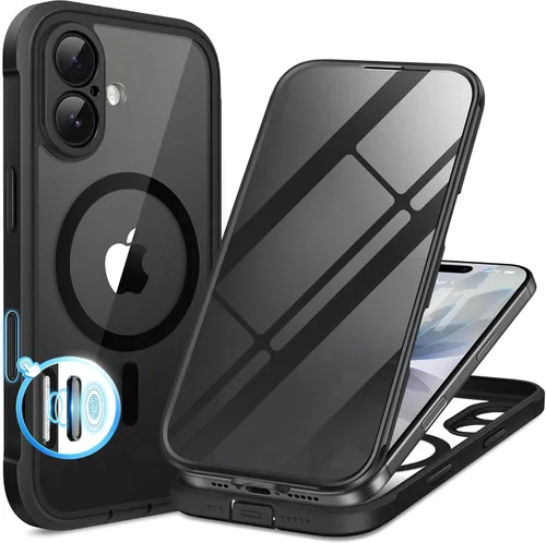 Vista 47 de BERFY Funda para iPhone 17 Pro Max, compatible con MagSafe, protector de pantalla de vidrio integrado, protección de cámara, funda de cuerpo