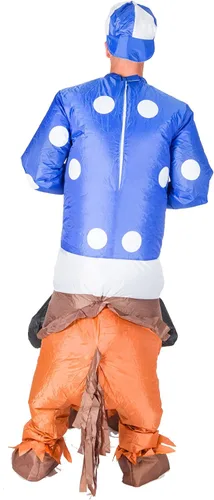 Vista 3 de Bodysocks Fancy Dress Disfraz inflable de carreras de caballos de jockey azul para adultos (talla única)