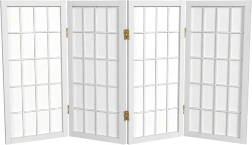 Vista 13 de Biombo portátil simple de 2 pies Biombo diseño Shoji, clásico diseño japonés 4 anchuras, 6 colores, Madera, Negro