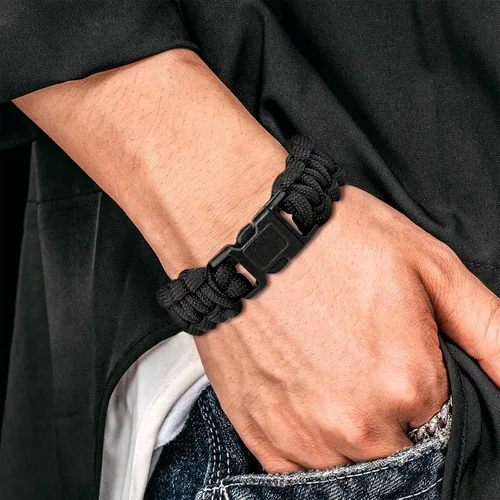 Vista 5 de SanWay - pulsera de supervivencia con silbato multifunción, con Paracord., Multicolor, Bhchpcd-blk