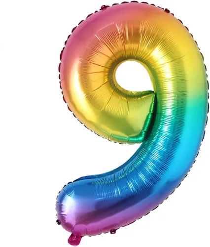Vista 5 de Globo grande de 40 pulgadas de papel de aluminio arcoíris para cumpleaños, globos con número de helio, decoraciones de fiesta de cumpleaños, figuras