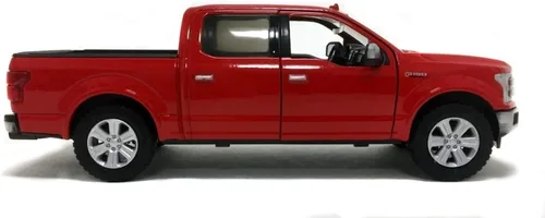 Vista 3 de 2019 Ford F-150 Lariat Crew Cab Pickup Truck Rojo 1/24-1/27 Modelo de automóvil fundido a presión por Motormax 79363