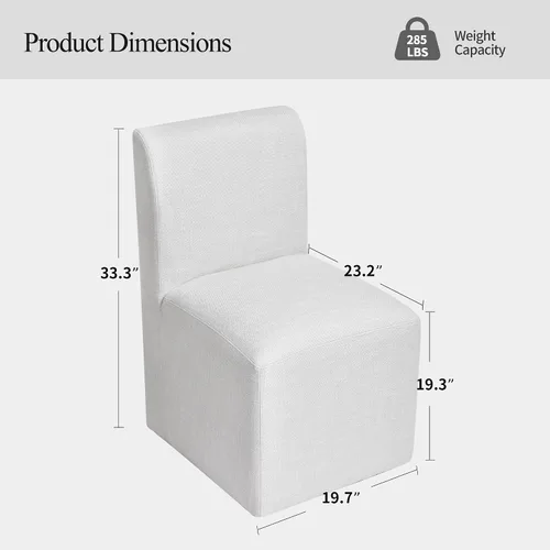 Vista 2 de DUHOME Silla de comedor tapizada con ruedas, sillas de comedor modernas de lino con ruedas para comedor, dormitorio, sala de lectura, sala de estar