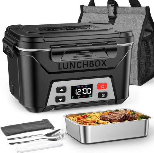 Vista 17 de EAST OAK Caja de almuerzo eléctrica inalámbrica para adultos, caja de almuerzo autocalentable recargable de 5.5 tazas - Calentamiento automático