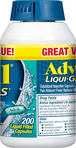 Vista 15 de Advil Liqui-Gels - Analgésico y reductor de fiebre, medicamento para el dolor para adultos con ibuprofeno 200 mg para dolor de cabeza, dolor