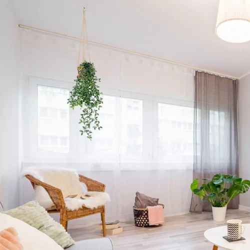 Vista 6 de Plantas colgantes artificiales, plantas colgantes falsas, plantas falsas en maceta para decoración del hogar, decoración de estantes interiores