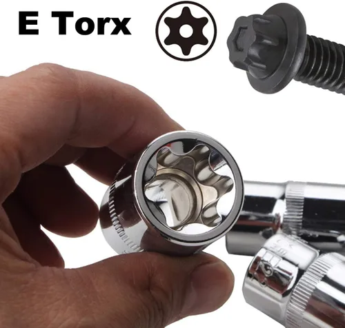Vista 3 de Juego de llaves hembra E Torx con estuche, 1/4, 3/8, 1/2 pulgadas Drive E4-E24 Kit de llaves de torque externas, 14 piezas