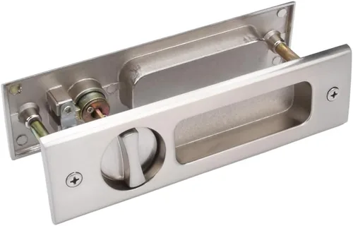 Vista 5 de CCJH Cerradura de puerta corredera invisible empotrable con llaves para puerta de bolsillo, puerta de madera de granero, accesorios para muebles