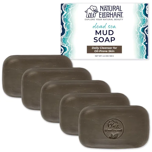Vista 8 de Natural Elephant Barra de jabón de barro del Mar Muerto Limpiador facial y corporal rico en minerales con minerales naturales del Mar Muerto 4.4