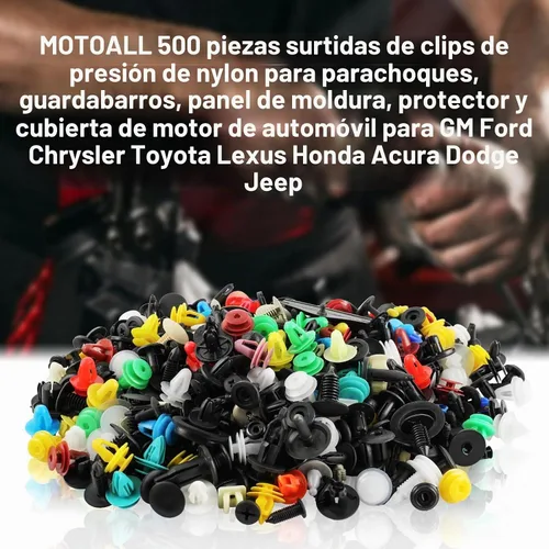 Vista 9 de MOTOALL 500 piezas universales mixtas de nailon para parachoques de automóvil, panel de parachoques, cubierta de motor, retenedor, remache, clips