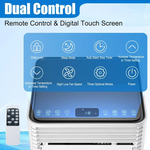 Vista 3 de GOFLAME Aire acondicionado portátil, potente unidad de CA de 8000 BTU con control remoto y 4 ruedas universales, enfriador de aire 3 en 1