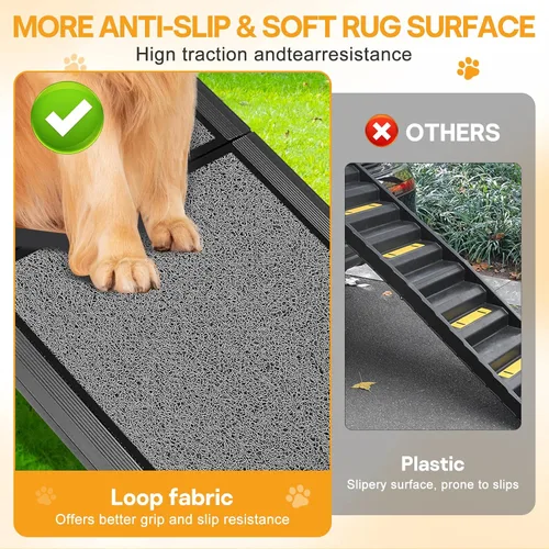 Vista 3 de Rampa para perros de 67 x 17 pulgadas, rampa para perros para automóvil, rampas plegables para mascotas, escaleras para perros de hasta 250 libras