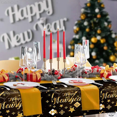 Vista 7 de KatchOn, Mantel de Feliz Año Nuevo – 108 x 54 pulgadas, paquete de 3 Decoraciones de Feliz Año Nuevo 2026 Mantel de Feliz Año Nuevo 2026