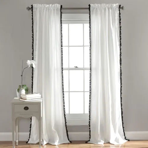 Vista 10 de Triangle Home Fashions - Panel de cortinas para vidrio con pompón para decoración de lujo