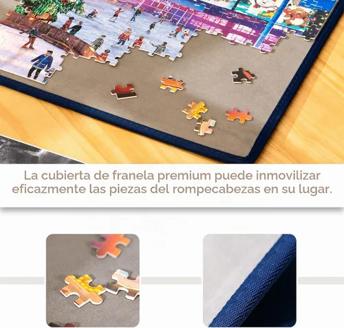 Vista 5 de Tektalk Tablero de rompecabezas plegable con 6 bandejas de clasificación, superficie antideslizante, hasta 1000 piezas (gris)